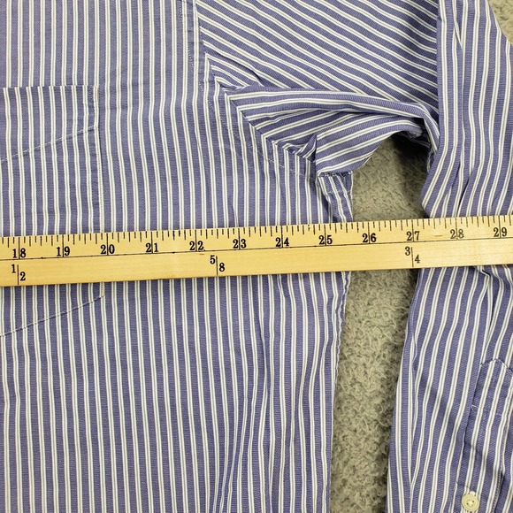 Banana Republic Shirt Mens XL 17-17 1/2 Purple Striped Button Up Long Sleeve - Picture 12 of 14